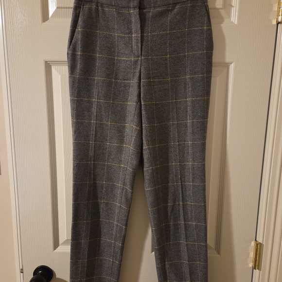 Massimo Dutti Wool Plaid Trousers – Grey & Butter Yellow Windowpane – Size 4 - Picture 2 of 4